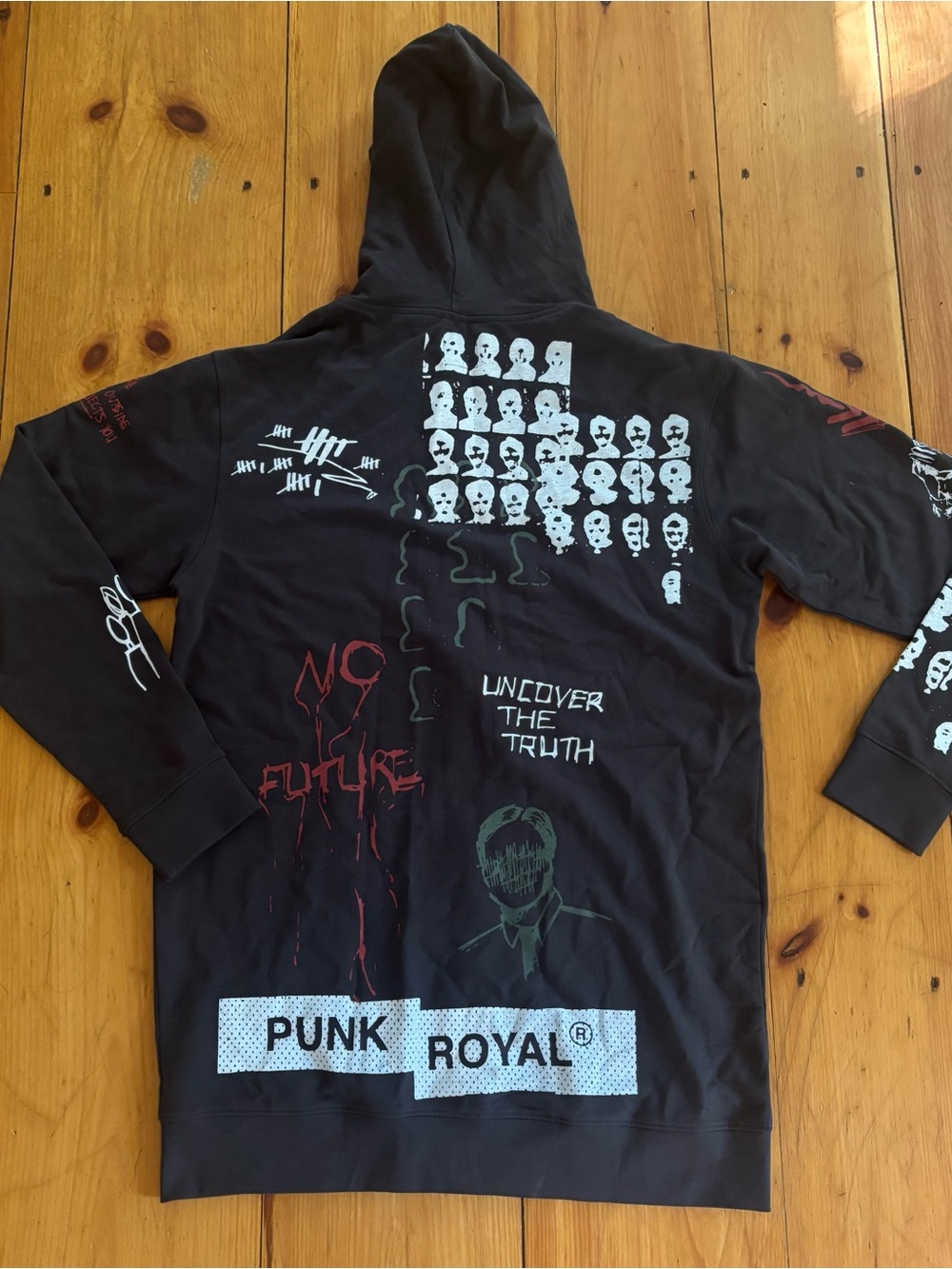 Punk Royal Graphic Full Zip Hoodie XL Black Streetwear - Picture 9 of 13